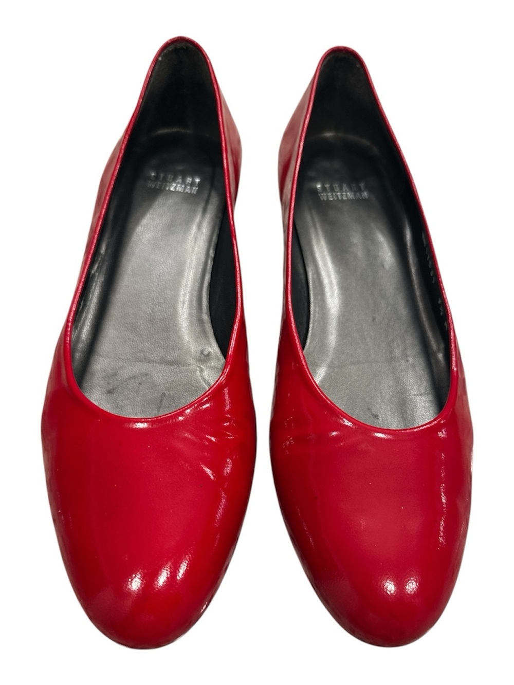 Stuart Weitzman Red Patent Leather Ballet Flats Round Toe Slip-On Women's 9.5